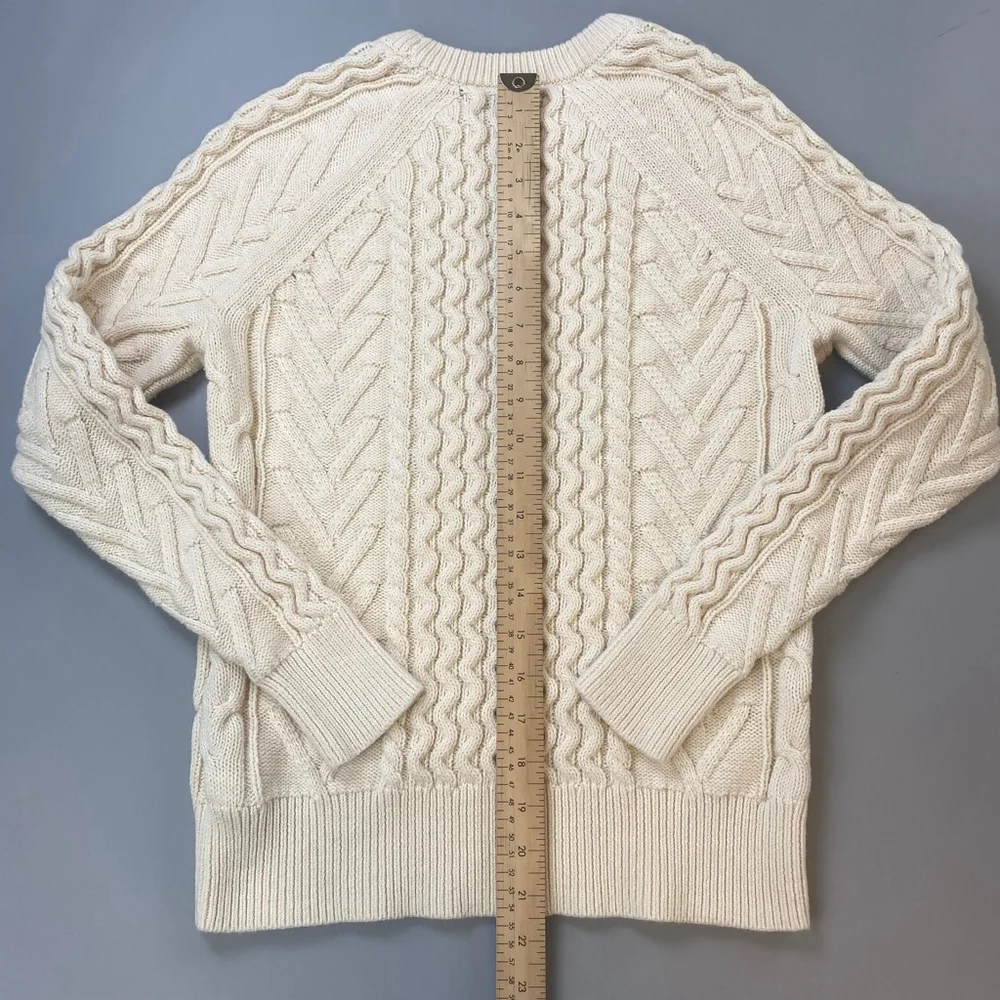 GAP Cable Knit Sweater Cream Womens XS Cottagecore Fisherman 3D Knit Heritage - Picture 9 of 13
